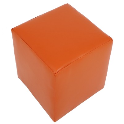 Taburet Cube imitatie piele - portocaliu